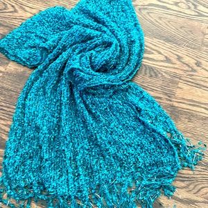 Green loose knit Crochet oblong scarf